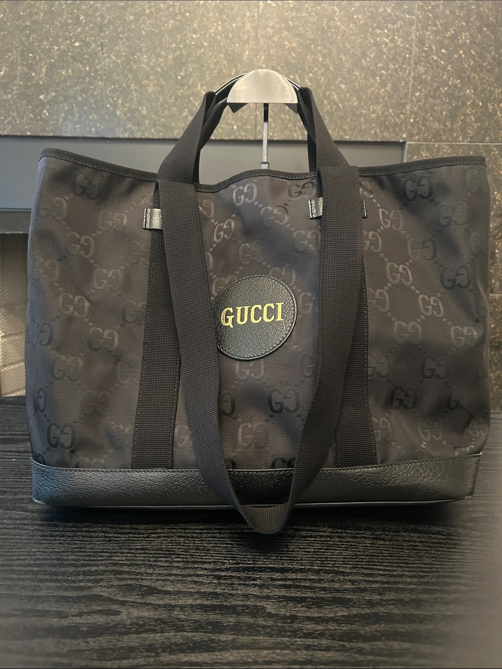 Gucci Black “Off-The-Grid” Canvas Travel Tote with Gold Logo - Discontinued